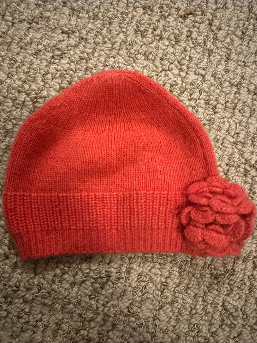 Baby CZ 6-12 Girls' Coral Knit Flower Beanie Cashmere